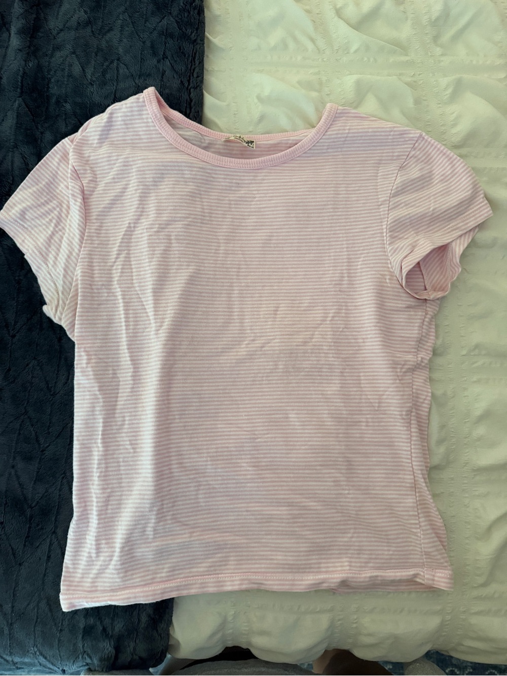 Free People Pink and White Striped Tee
